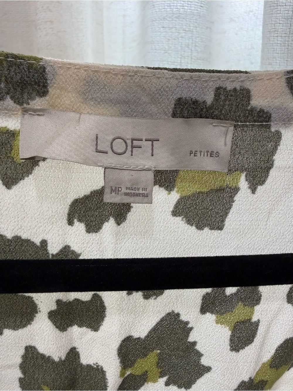 LOFT Olive and Cream Leopard Scoop Neck Blouse - Picture 4 of 4